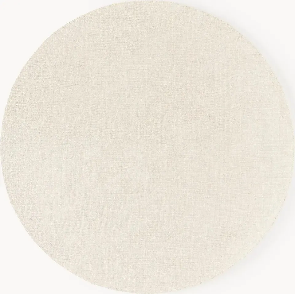 Runder Baumwollteppich in Off White Farbe mit Durchmesser 120 cm, weich und pflegeleicht, ideal für Wohnzimmer und Schlafzimmer