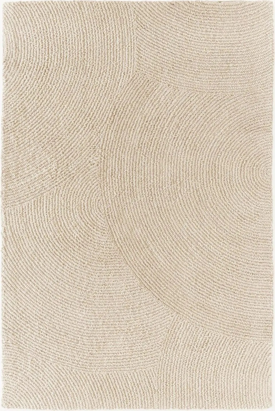 Handgetufteter Wollteppich hellbeige in der Größe 120x180 cm, weicher Teppich für Wohnzimmer und Schlafzimmer, hochwertiger Naturwollteppich