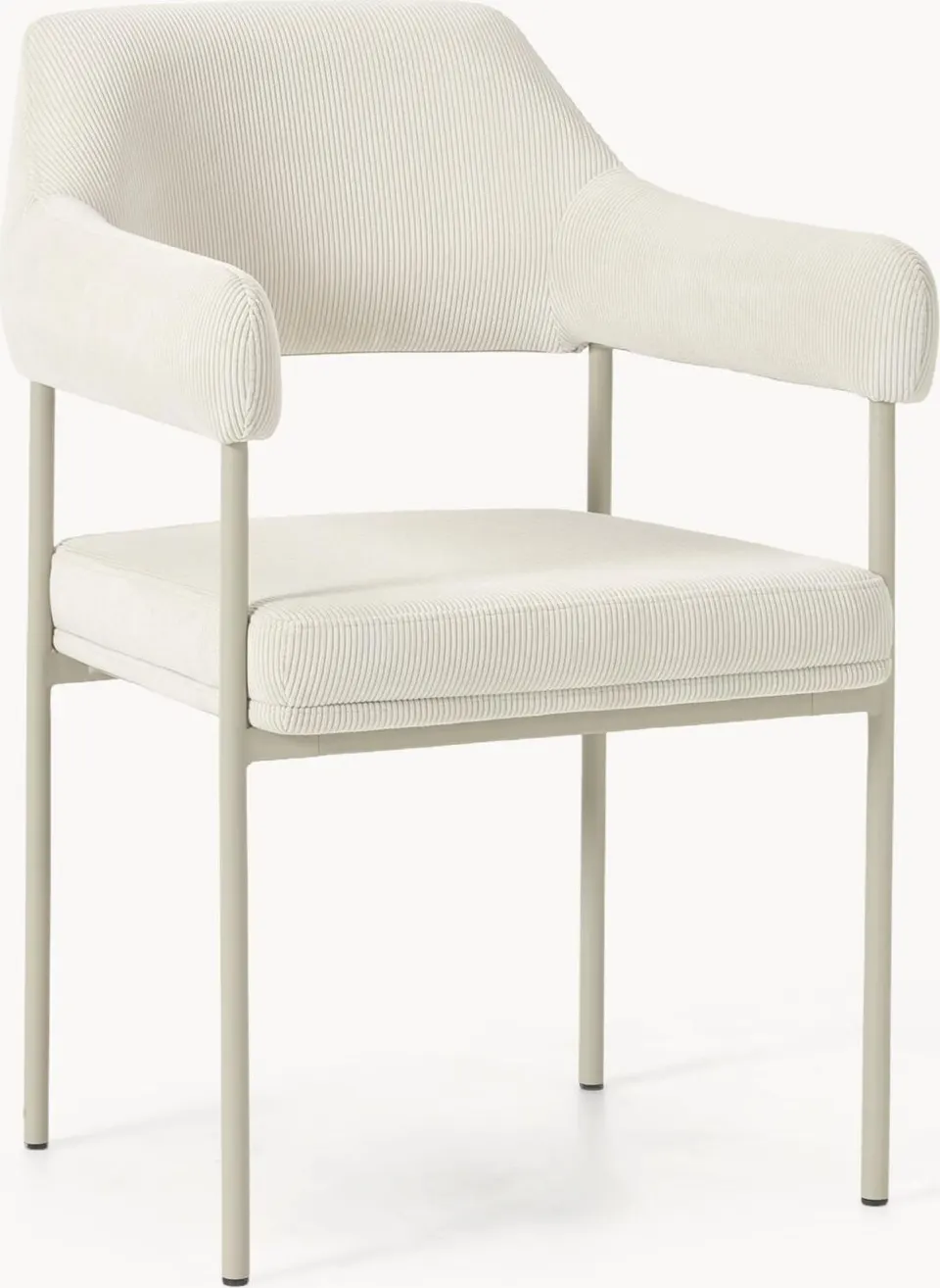 Cord-Armlehnstuhl Hellbeige mit bequemen Polstern und robustem Gestell ideal für Esszimmer und Büro