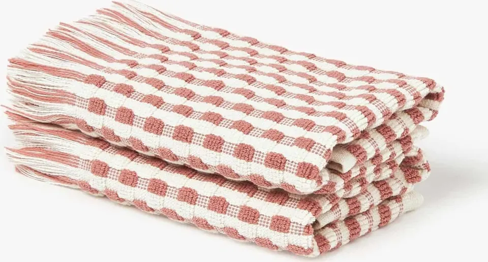 Handtuch Set 2 Stück Altrosa mit Fransen 50x100 cm weiche Baumwolle