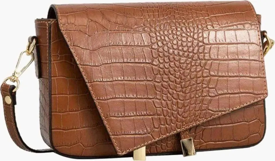 Handgefertigte Leder-Schultertasche Aela Croco in Kroko-Design aus hochwertigem Leder