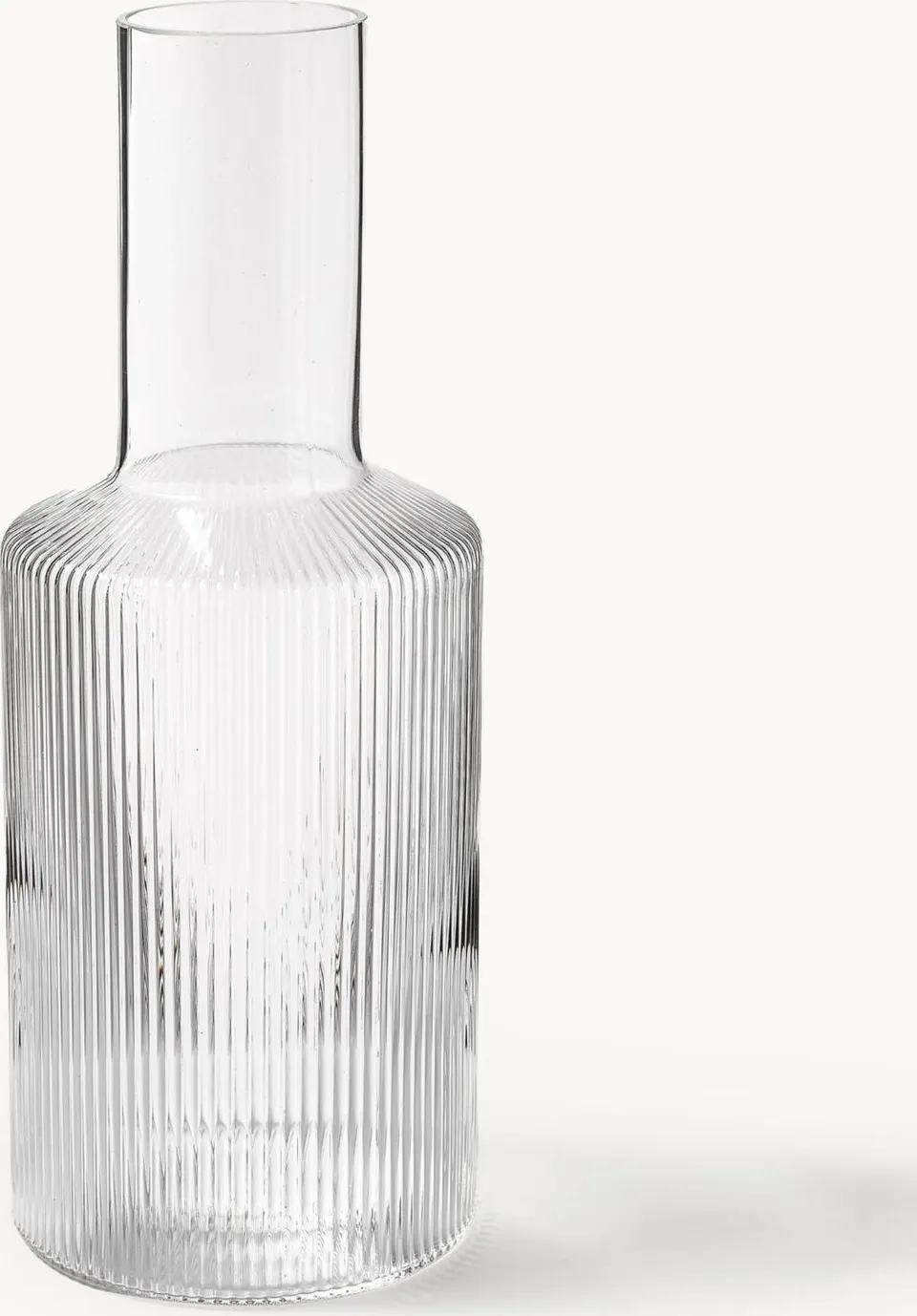 Mundgeblasene Karaffe Ripple aus Glas mit elegantem Rillenrelief und wellenförmigem Design