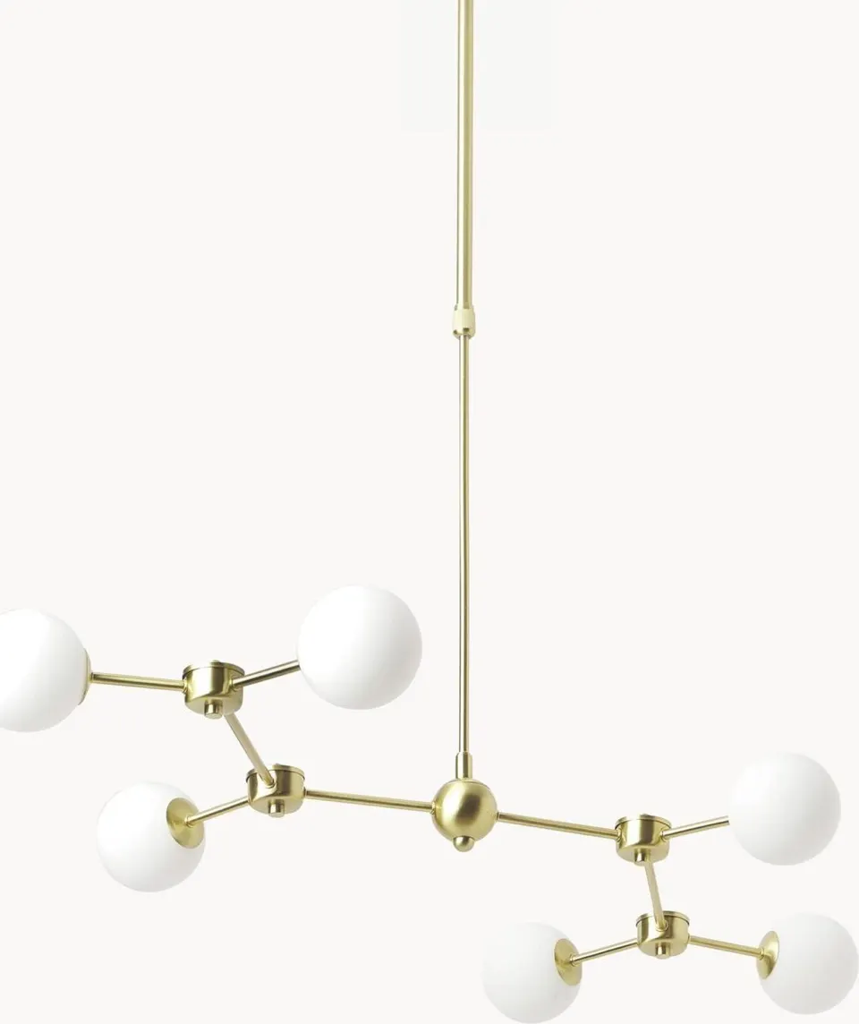 Goldene Pendelleuchte aus Opalglas stilvolle Deckenbeleuchtung modern elegant
