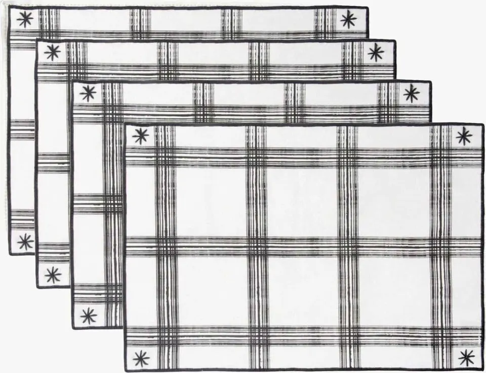 Baumwoll-Tischsets und Servietten Madras 4er-Set bunt kariert hochwertig aus Baumwolle
