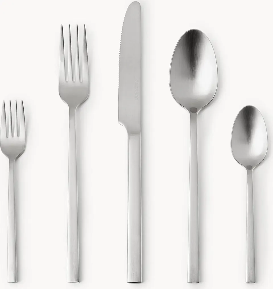 Matt gebürstetes Besteck-Set 5-teilig aus Edelstahl modernes Design langlebig und pflegeleicht