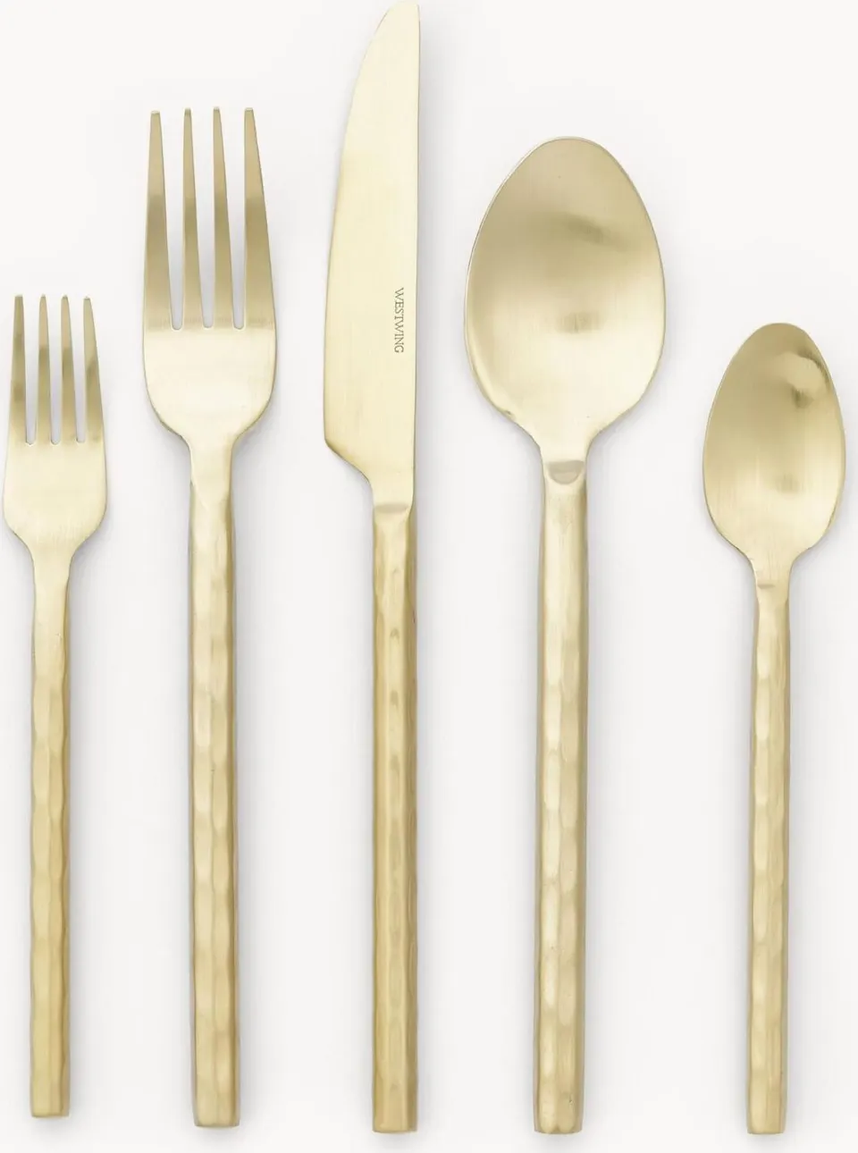 Hochglanzpoliertes Besteck-Set für 4 Personen 20-teilig in eleganter Hammerschlag-Optik