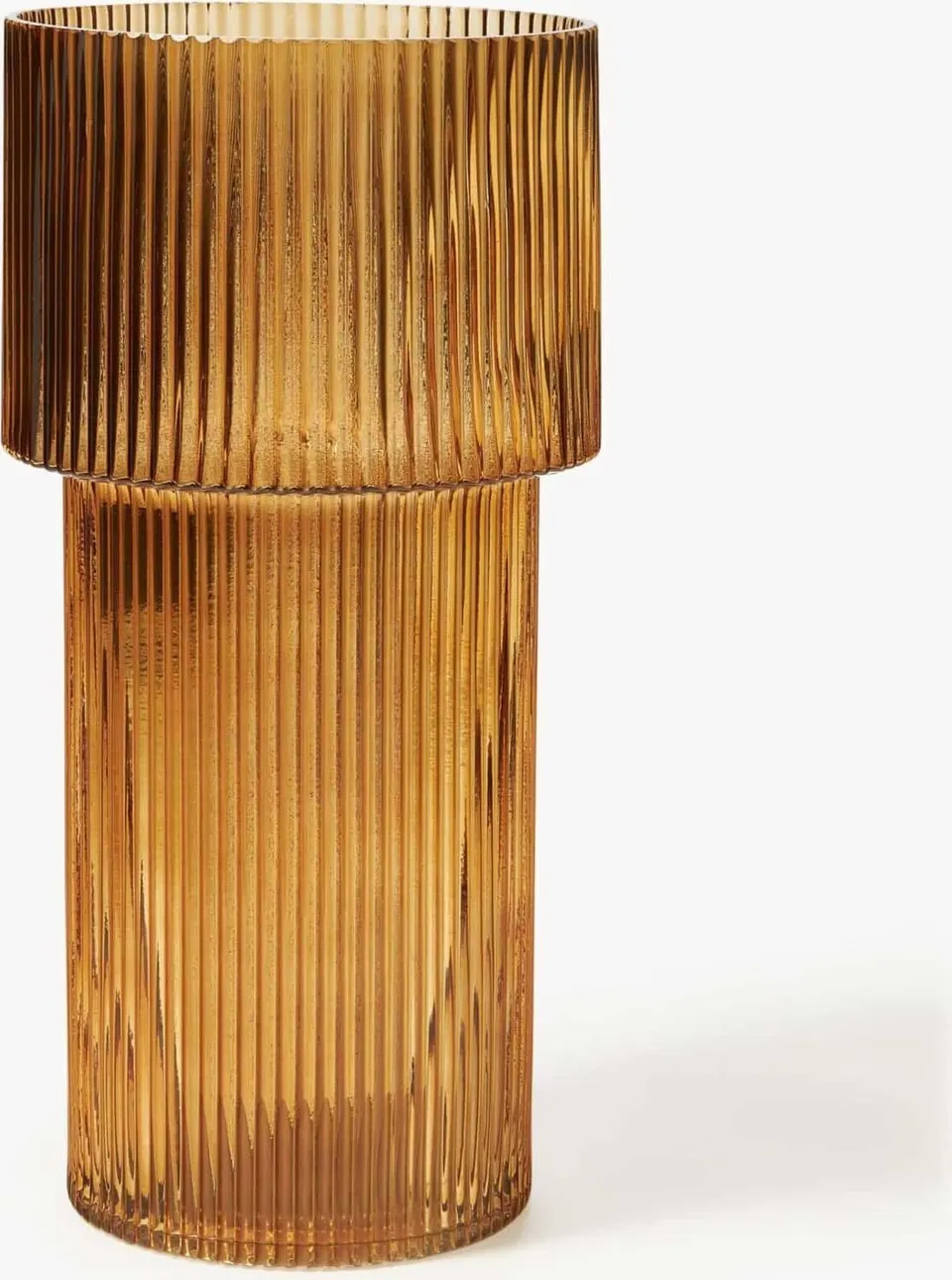 Glas-Vase mit geriffelter Oberfläche Höhe 30 cm transparent modernes Design