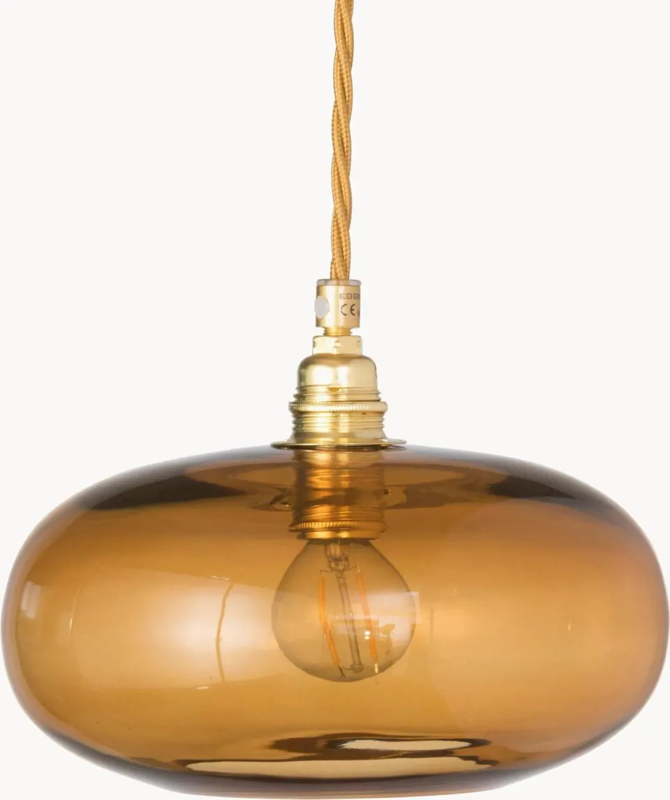 Kleine Pendelleuchte Gold Braun mundgeblasen modernes Design handgefertigt hochwertige Beleuchtung