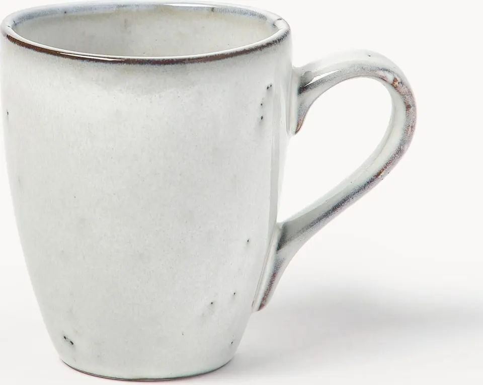 Handgemachte hellgraue Tassen mit einem Fassungsvermögen von 250 ml, 6 Stück Set, ideal für Kaffee und Tee
