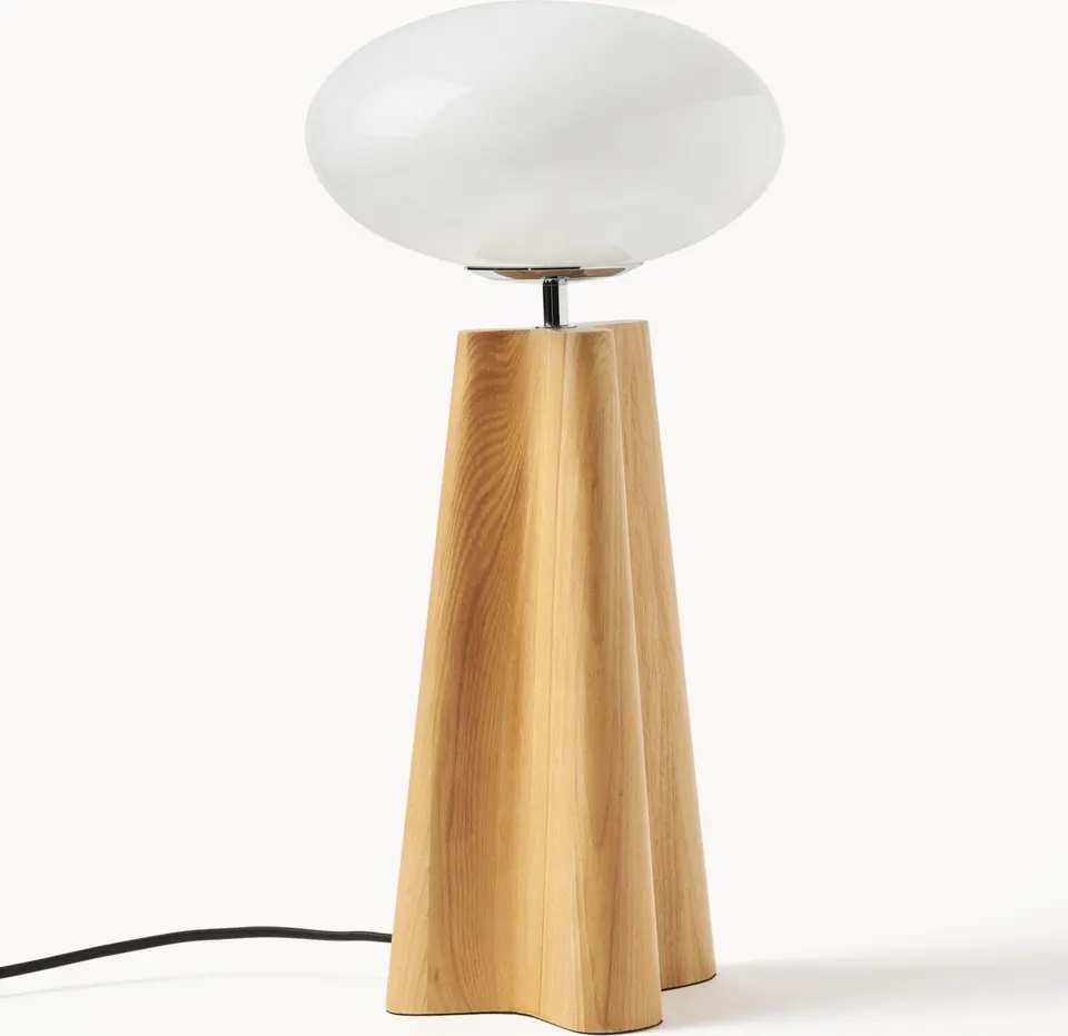Tischlampe aus hochwertigem Eschenholz mit warmem Licht und modernem Design