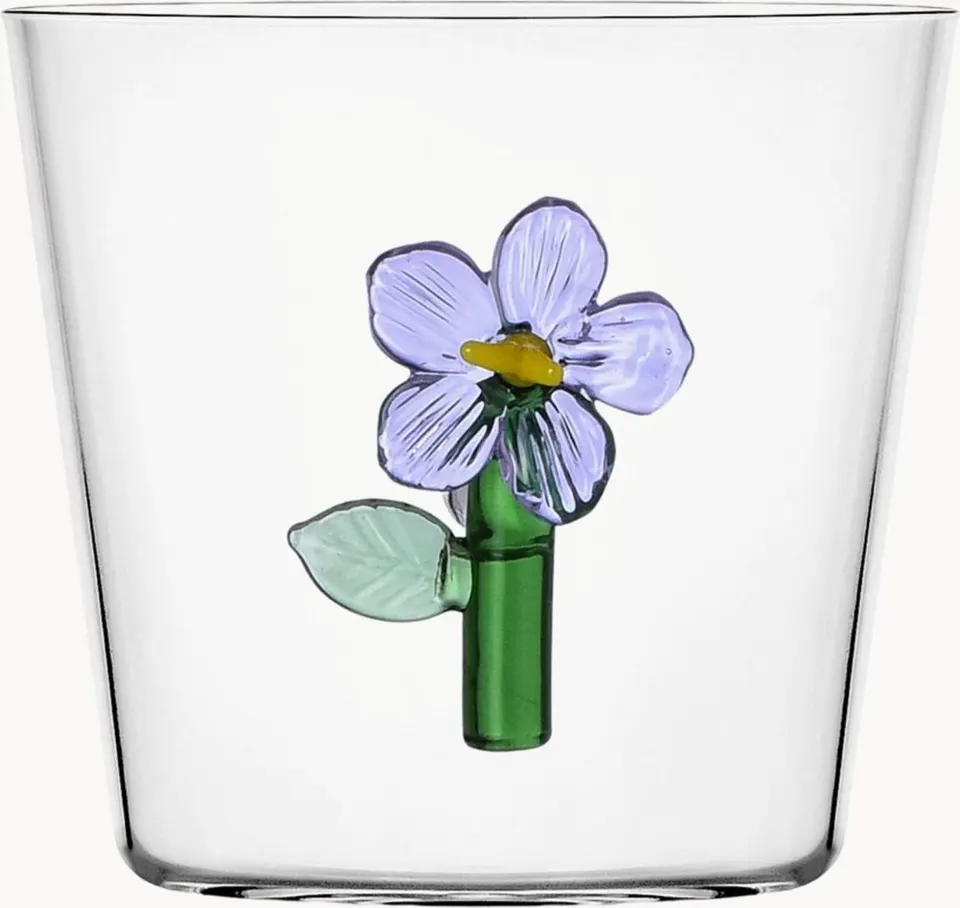 Handgefertigtes Trinkglas Botanica mit floralem Design und hochwertiger Verarbeitung