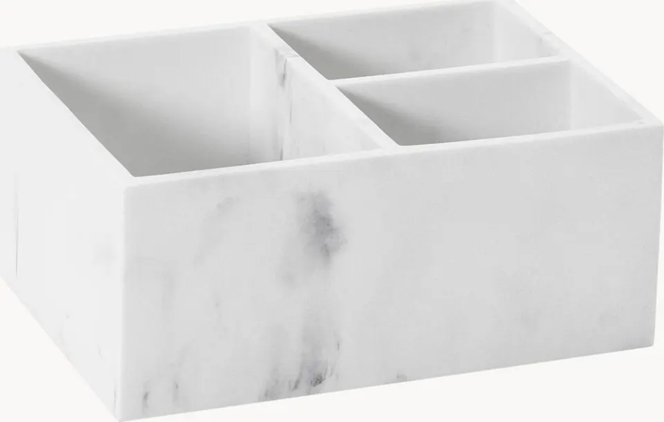 Kosmetik-Organizer Karla in eleganter weißer Marmor-Optik zur stilvollen Aufbewahrung von Make-up und Schönheitsutensilien
