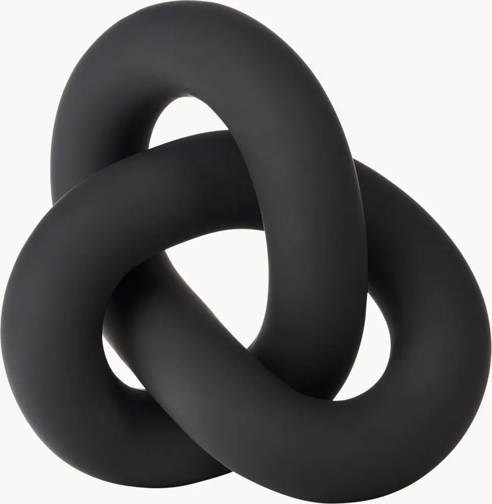 Handgefertigtes schwarzes Deko-Objekt Knot aus hochwertigem Material für stilvolle Wohnraumdekoration