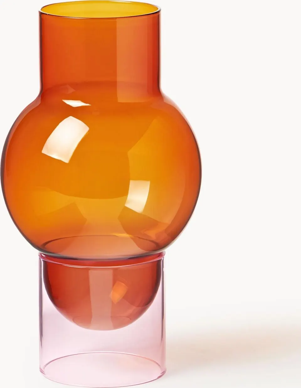 Mundgeblasene Vase Blubbel aus klarem Glas mit einzigartigem Blasenmuster und modernem Design