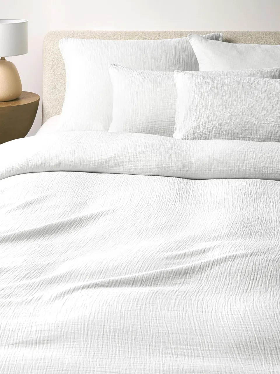 Baumwoll-Bettwäsche weiß 3-teilig 200 x 200 cm mit Kissenbezügen 50 x 80 cm hochwertige gesteppte Bettgarnitur für Schlafzimmer