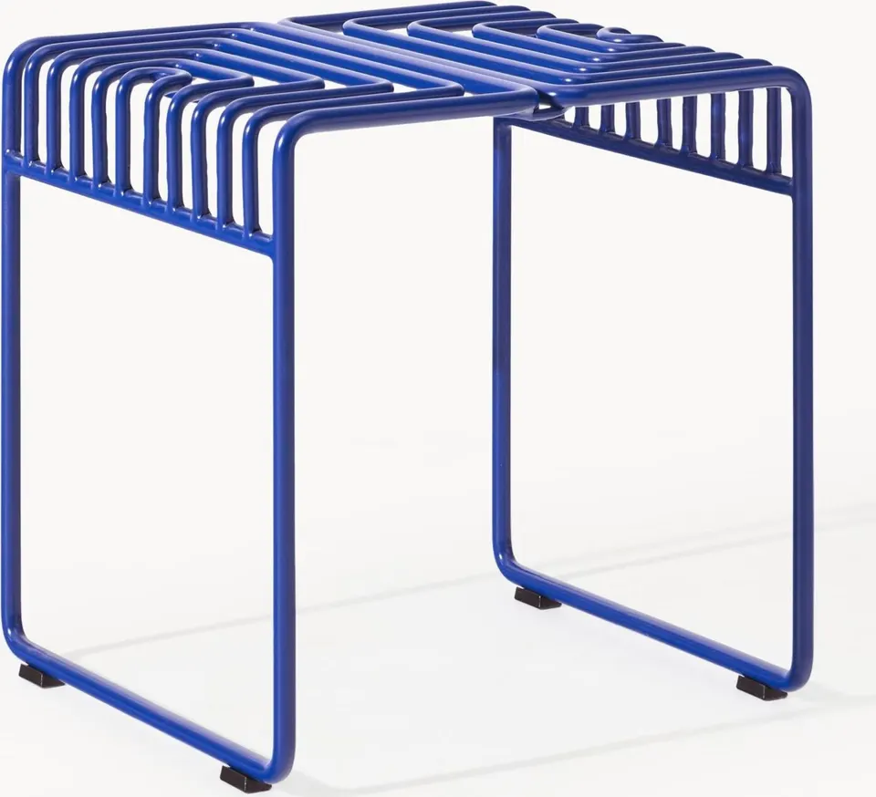 Metall-Hocker ROYALBLAU moderner blauer Sitzhocker aus robustem Metall für Innen und Außen