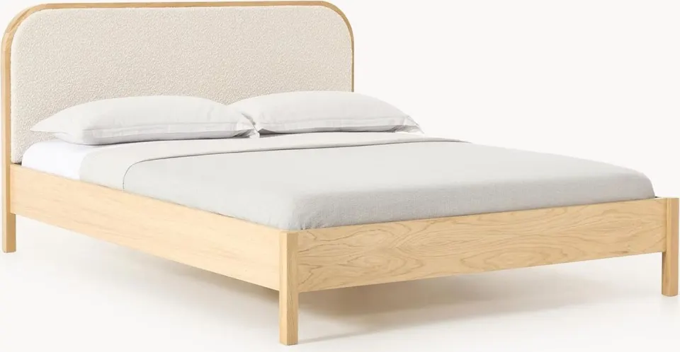 Holzbett mit Kopfteil inklusive Lattenrost und Matratze 180 x 200 cm modernes Design robust und komfortabel