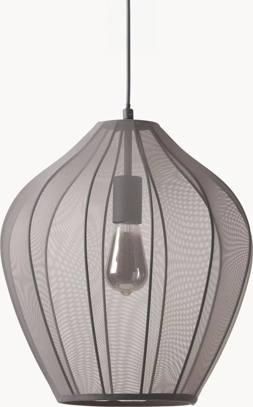 Netzstoff-Pendelleuchte in Grau mit 40 cm Durchmesser modern und elegant