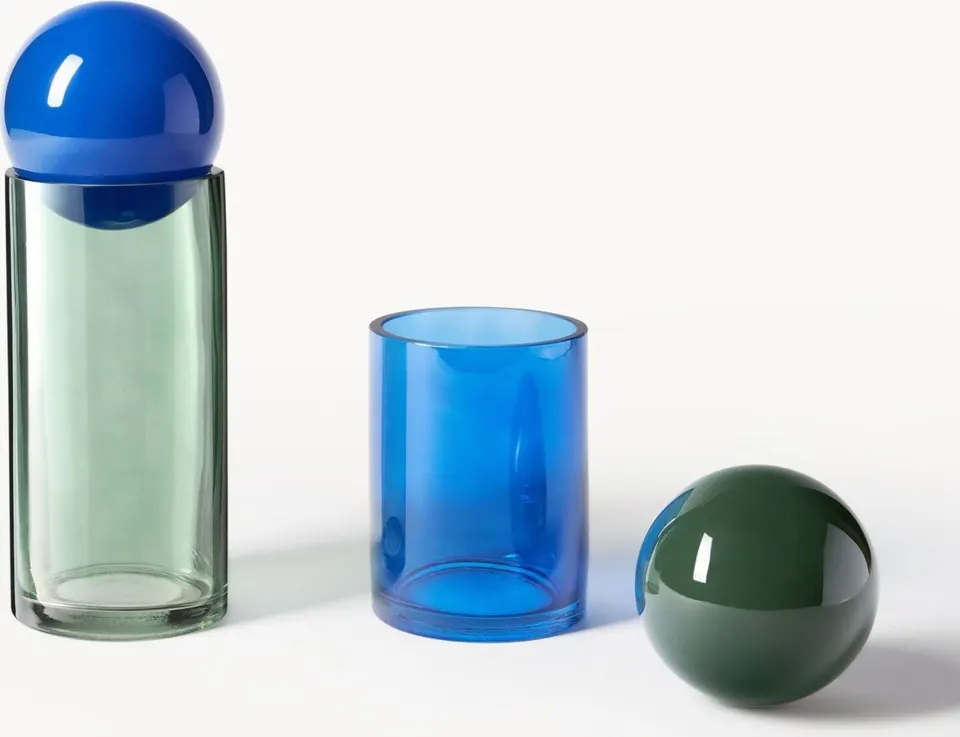 Aufbewahrungs Glas-Kugel 2er Set – dekorative runde Aufbewahrungsbehälter aus transparentem Glas für Zuhause und Büro