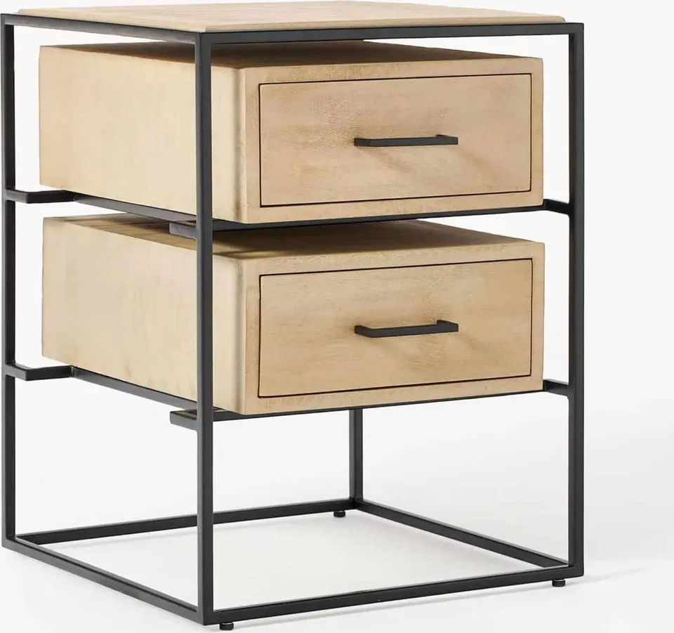 Nachttisch aus robustem Mangoholz mit natürlicher Maserung und elegantem Design