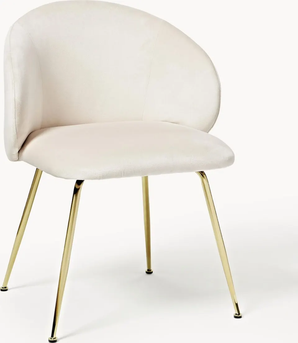 Samt-Polsterstühle in elegantem Cremeweiß mit weicher Polsterung und modernem Design