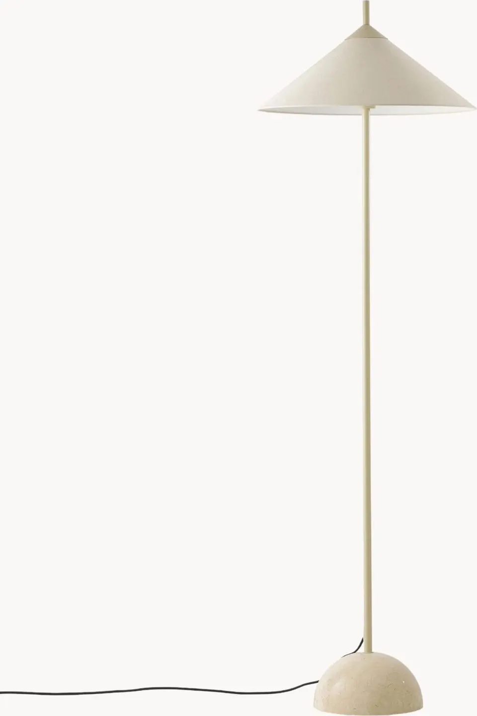 Stehlampe mit beigefarbenem Lampenschirm und stabilem Marmorfuß in elegantem Design