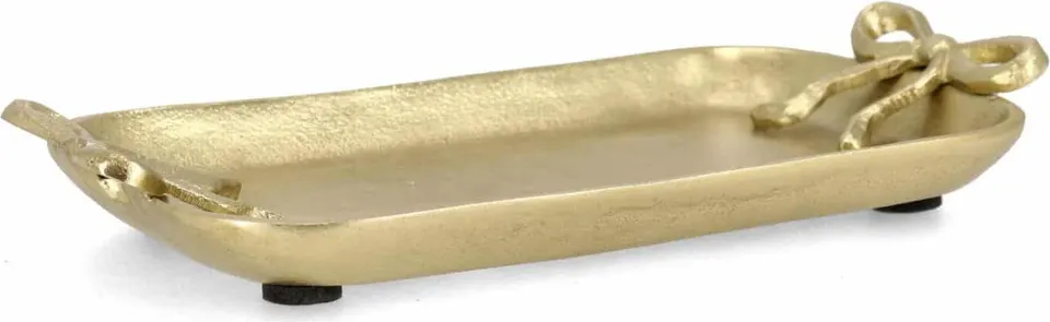 Weihnachtstablett Gold TRAY 26x14,5cm dekoratives Serviertablett mit weihnachtlichem Design und goldener Oberfläche ideal für festliche Anlässe
