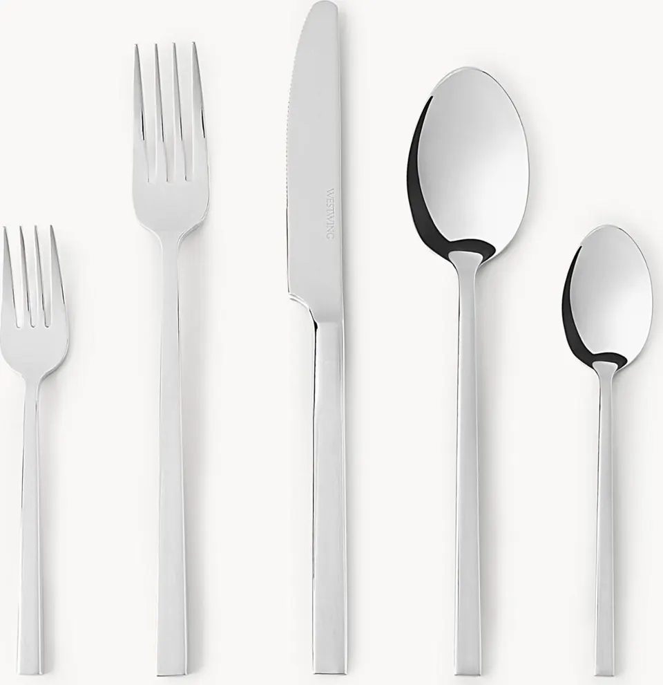 Hochglanzpoliertes Besteck 5-teilig edles Besteckset glänzend modern