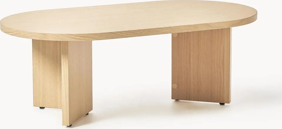 Ovaler hellbrauner Holz-Couchtisch TAMI 100x36x55 modern und elegant
