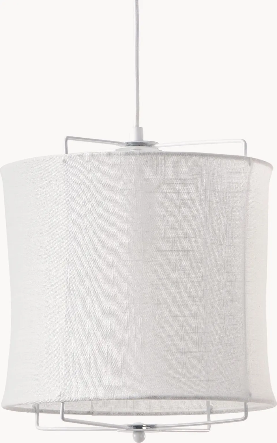 Pendelleuchte aus hochwertigem weißen Leinen, ideal für modernes Wohndesign und stimmungsvolle Beleuchtung im Wohnbereich.