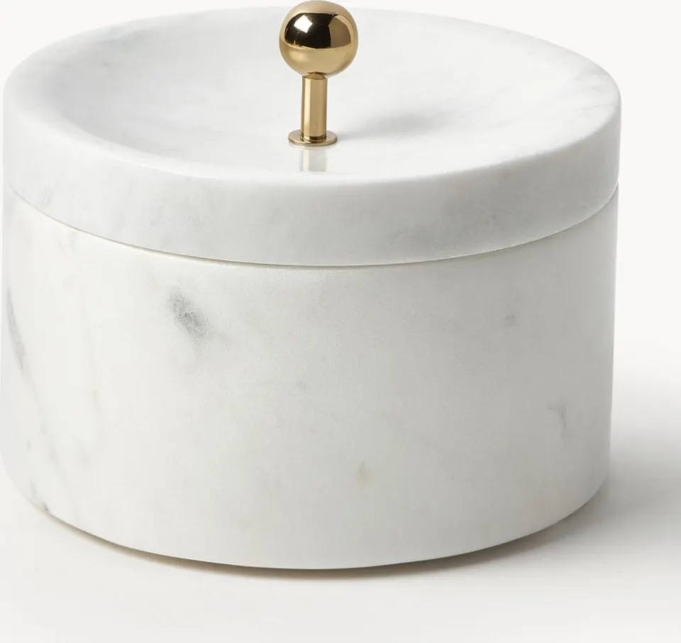 Marmor-Schmuckkästchen mit Deckel elegantes Design Aufbewahrungsbox für Schmuck steinern hochwertig langlebig